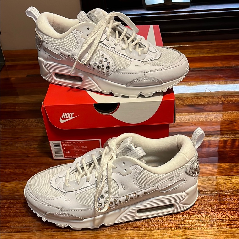 Nike Air Max 90 White Sneakers - Picture 2 of 9